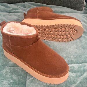 Cozy Brown Ankle Booties-only worn once